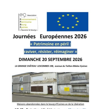 Projection : Patrimoine en péril, maisons abandonnées et puits dans le bourg d'Eysines