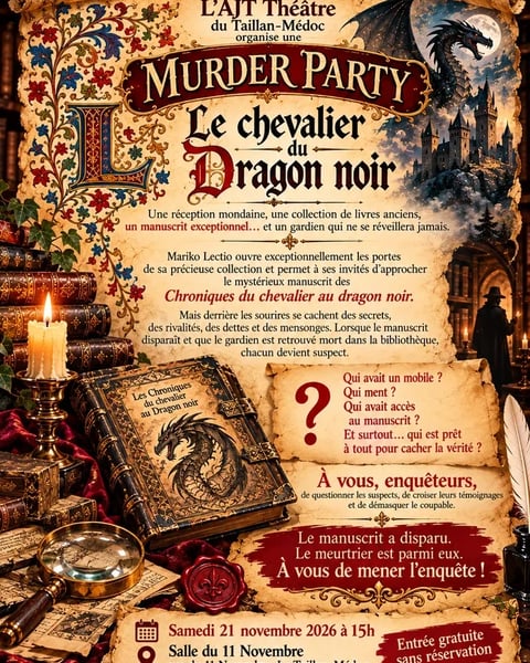 Murder Party de l'AJT Théâtre (groupe ados) : "Le chevalier du dragon noir"